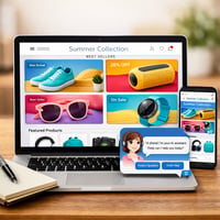 Dashboard digitale che mostra le metriche di ottimizzazione del tasso di conversione e-commerce e i trend di crescita dell'automazione AI.