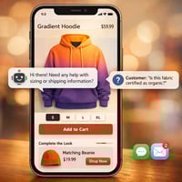 E-commerce conversion funnel showing marketing automation and AI chat integration