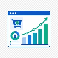 An analytics dashboard measuring an increase in checkout conversion ecommerce metrics.