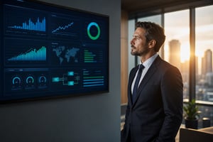 An executive monitoring high-ticket quote conversion rates on an ai ecommerce automation dashboard.