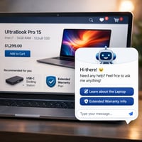 Digitale Shop-Oberfläche, die zeigt, wie ein E-Commerce AI Chatbot mit einem Käufer interagiert und einen direkten Verkauf abschließt.