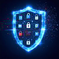 Shield icon protecting client data within Google Workspace environment.