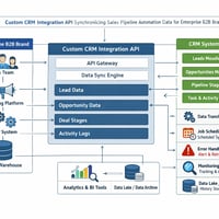 Mappa dei flussi di dati tecnici per l'automazione dei processi aziendali tramite integrazione personalizzata di un software crm ad alte prestazioni.