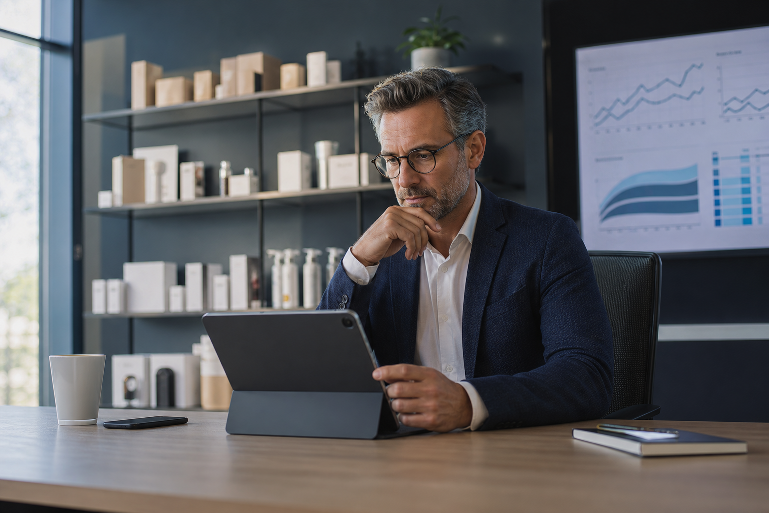 An executive reviewing subscription retention and churn reduction metrics powered by ai in ecommerce examples.