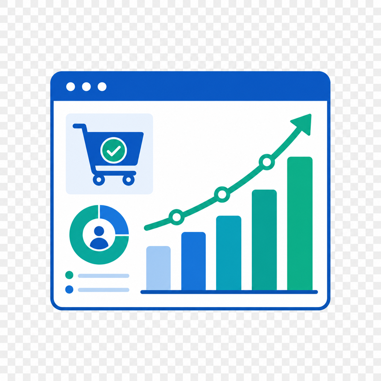 An analytics dashboard measuring an increase in checkout conversion ecommerce metrics.