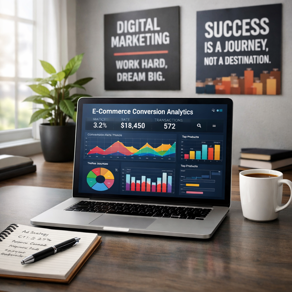 Analytics dashboard mapping out ecommerce conversion funnel benchmarks and identifying revenue leaks.